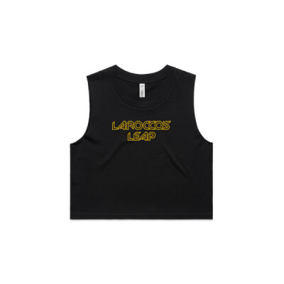 Womens Crop Tank Yellow Logo (Black) Thumbnail