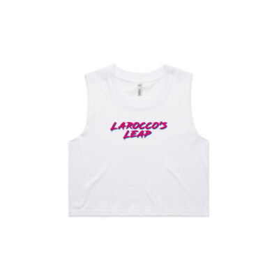 Womens Crop Tank Pink Logo (White) Thumbnail